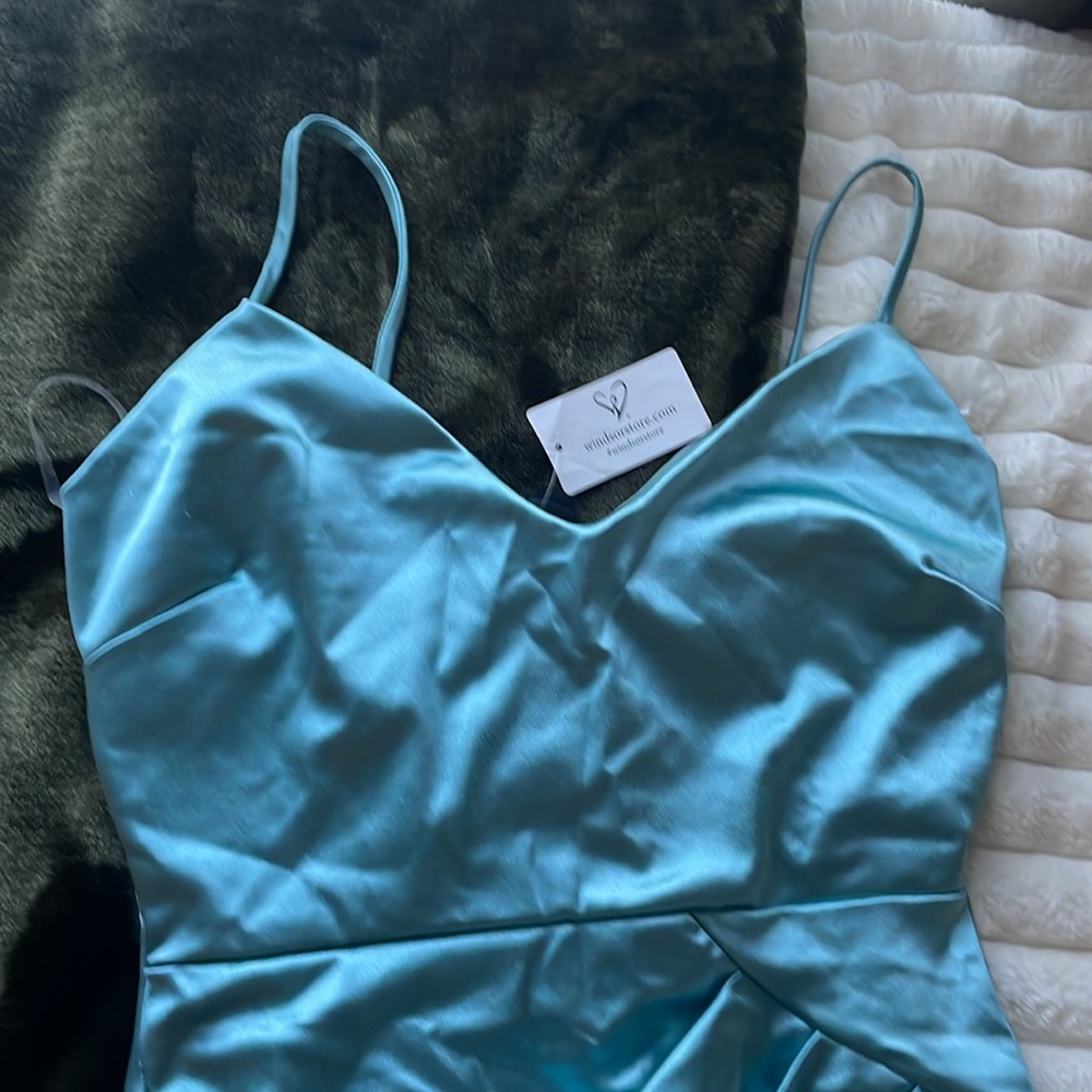 TEAL STRETCHY BODY CON DRESS - Picture 2 of 8